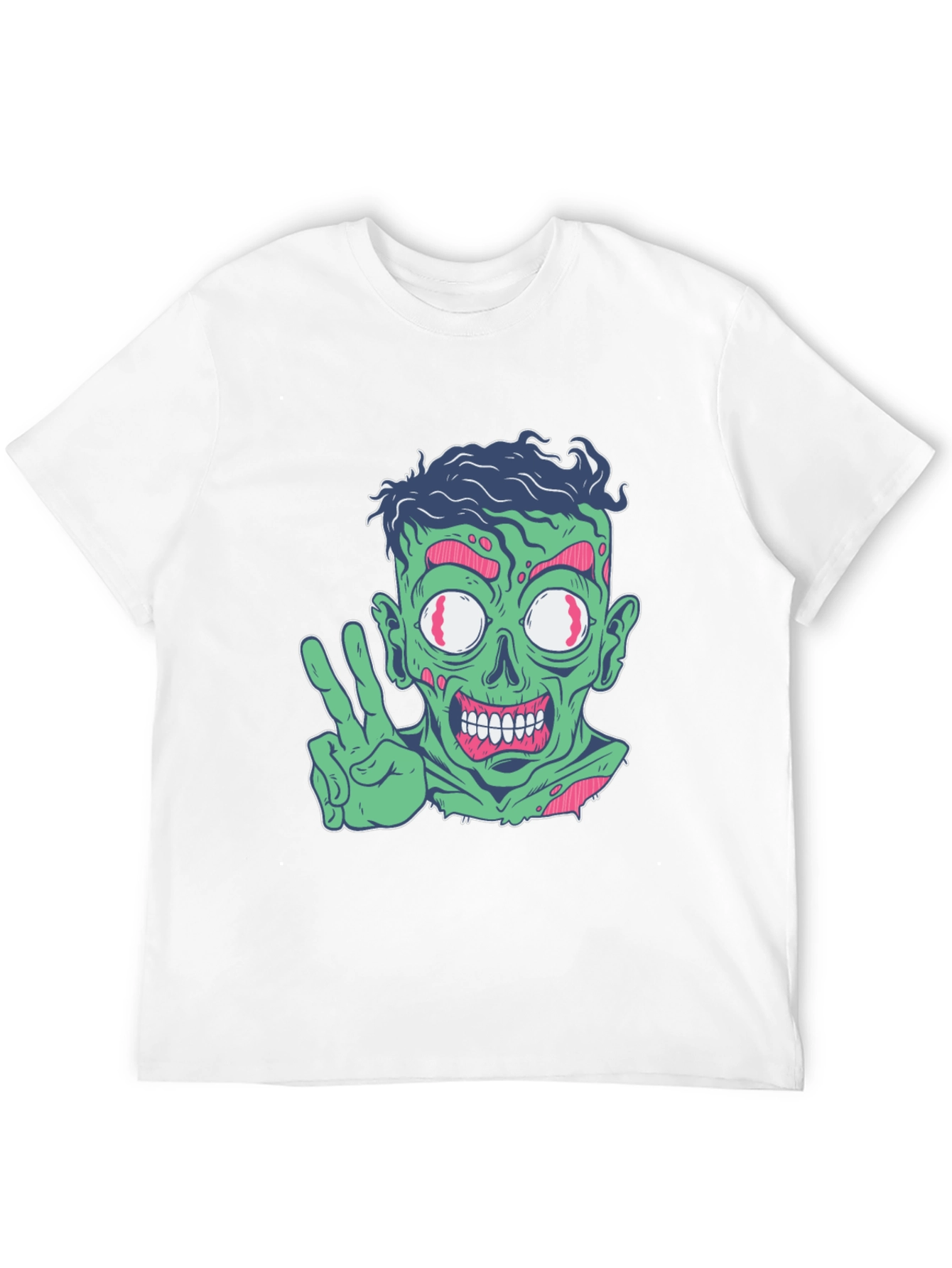 Zombie Peace Sign Graphic Tee - Mens Black T-Shirt