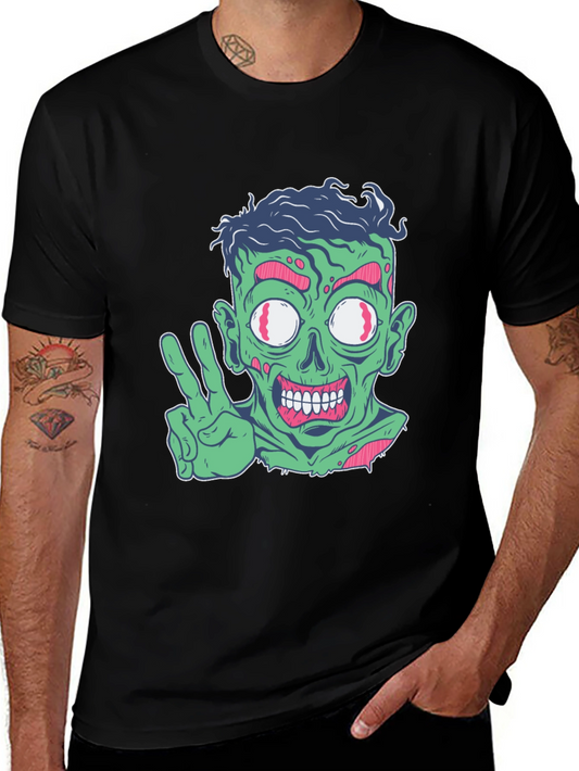 Zombie Peace Sign Graphic Tee - Mens Black T-Shirt