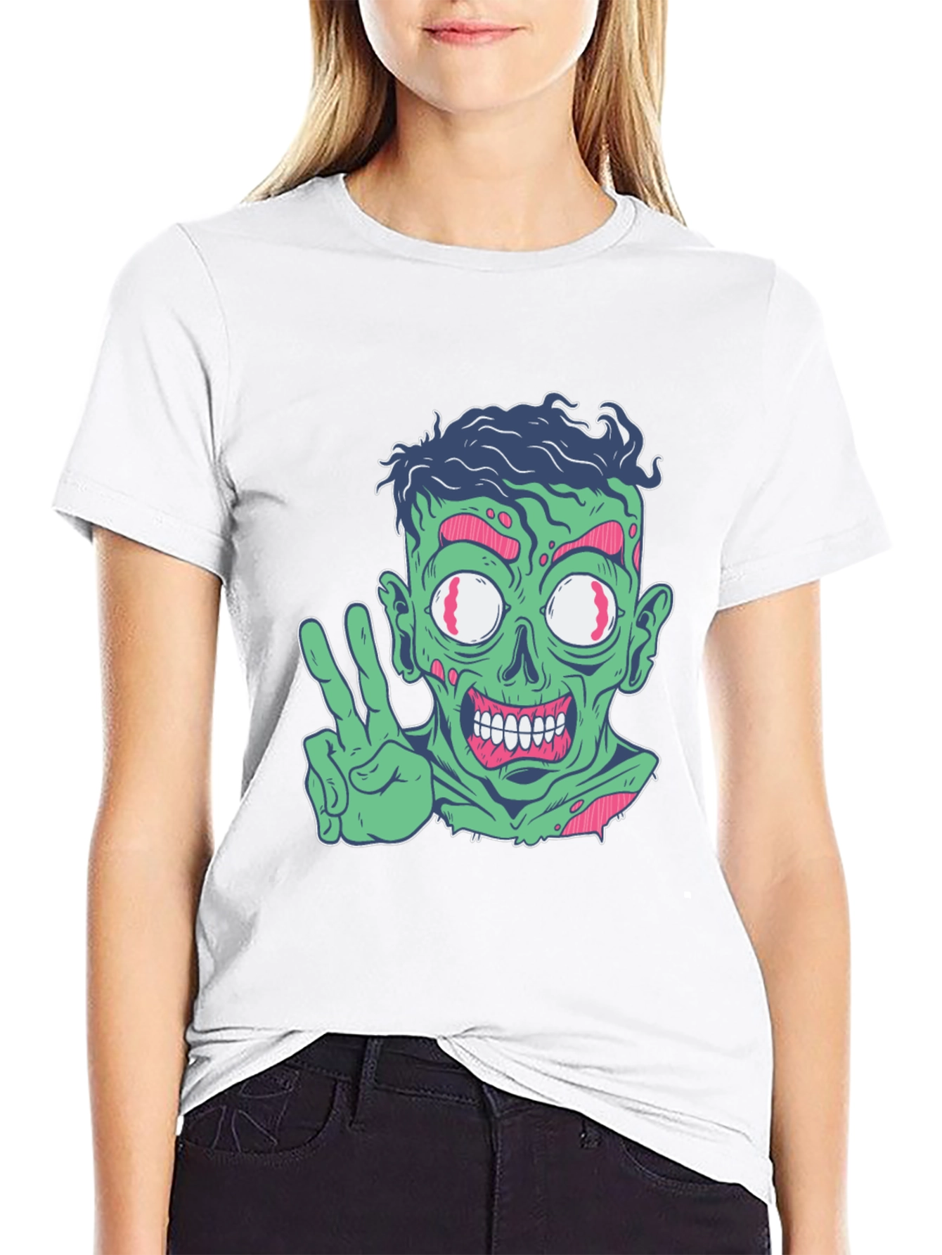 Zombie Peace Sign Graphic Tee - Mens Black T-Shirt