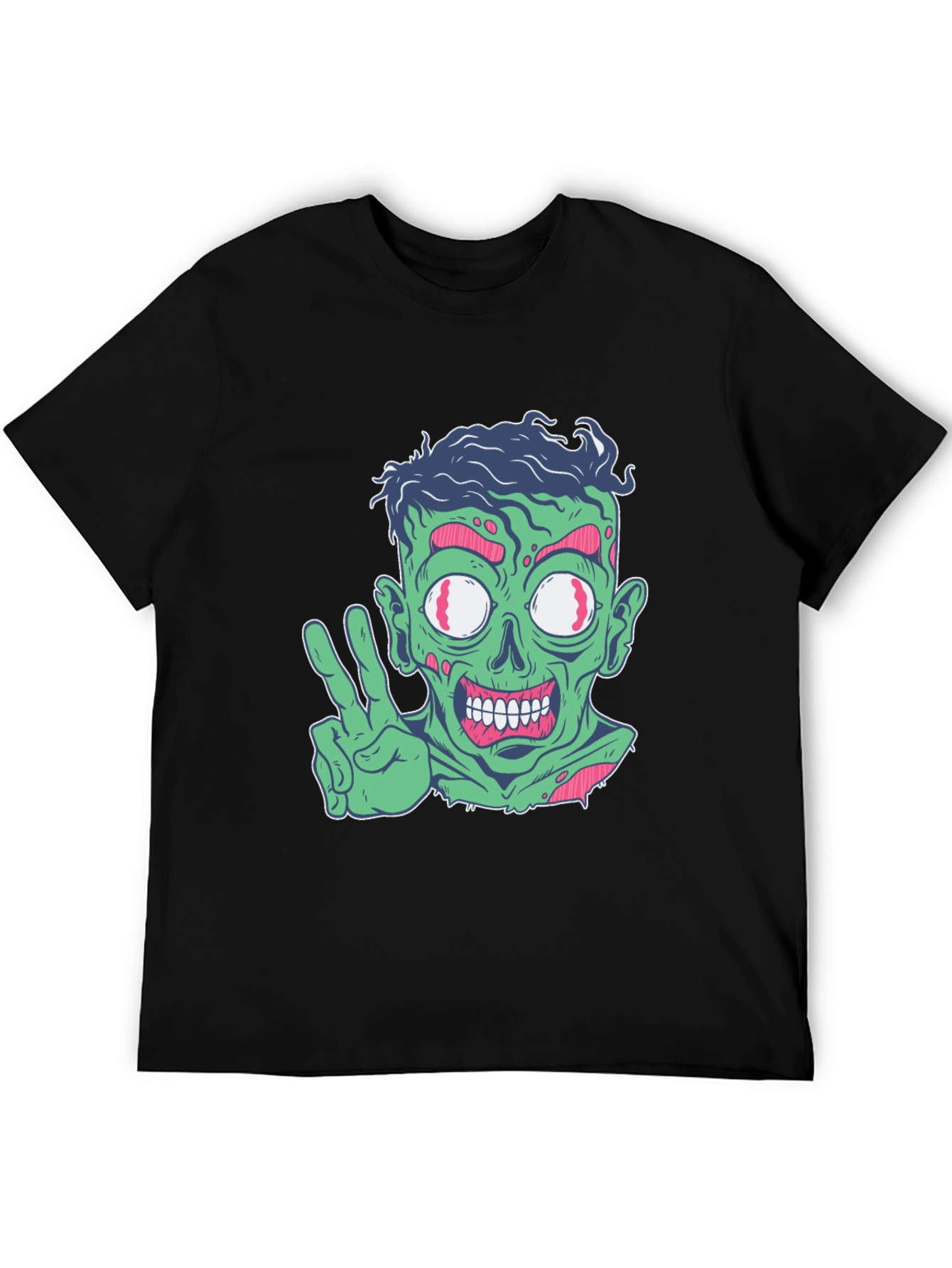Zombie Peace Sign Graphic Tee - Mens Black T-Shirt
