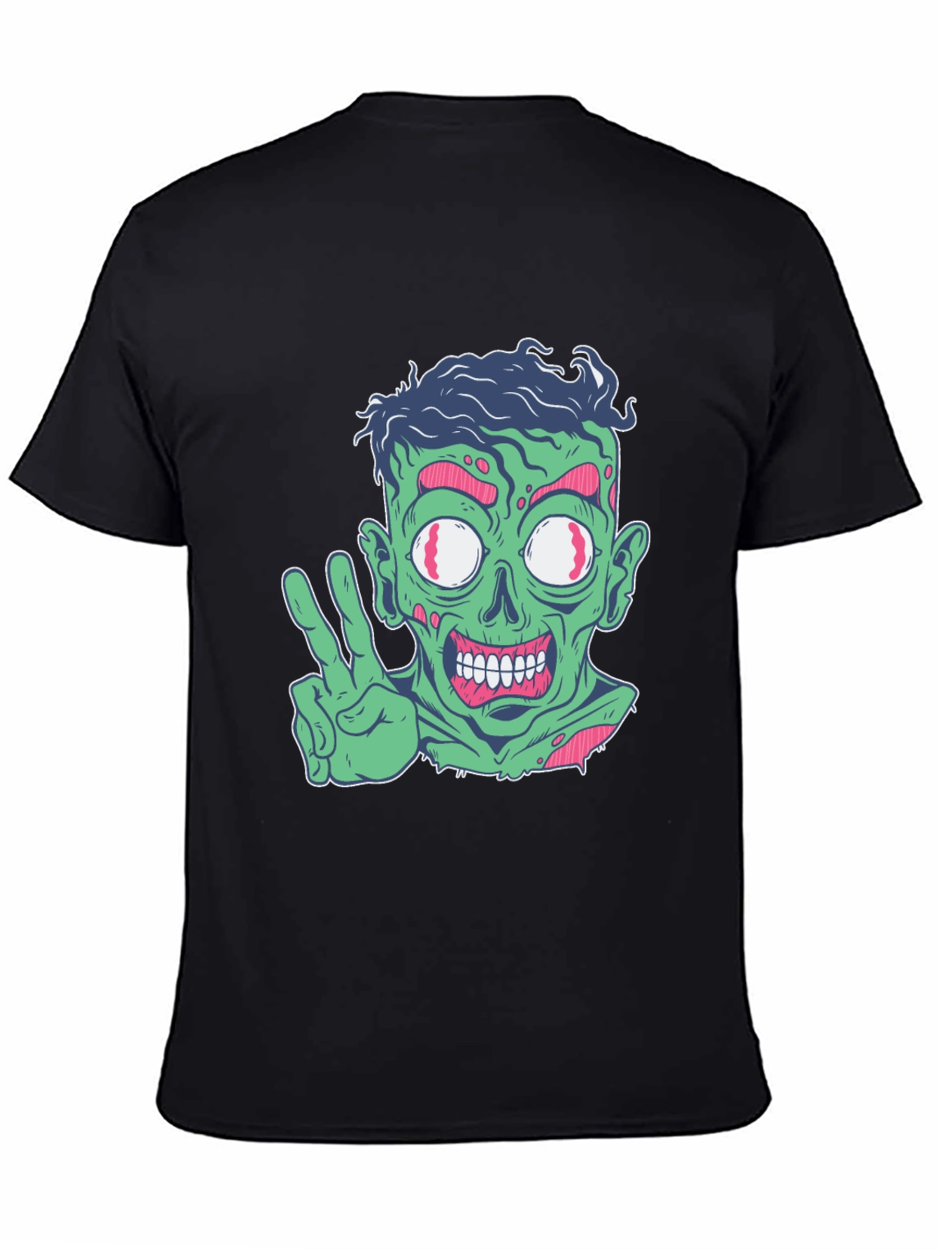 Zombie Peace Sign Graphic Tee - Mens Black T-Shirt