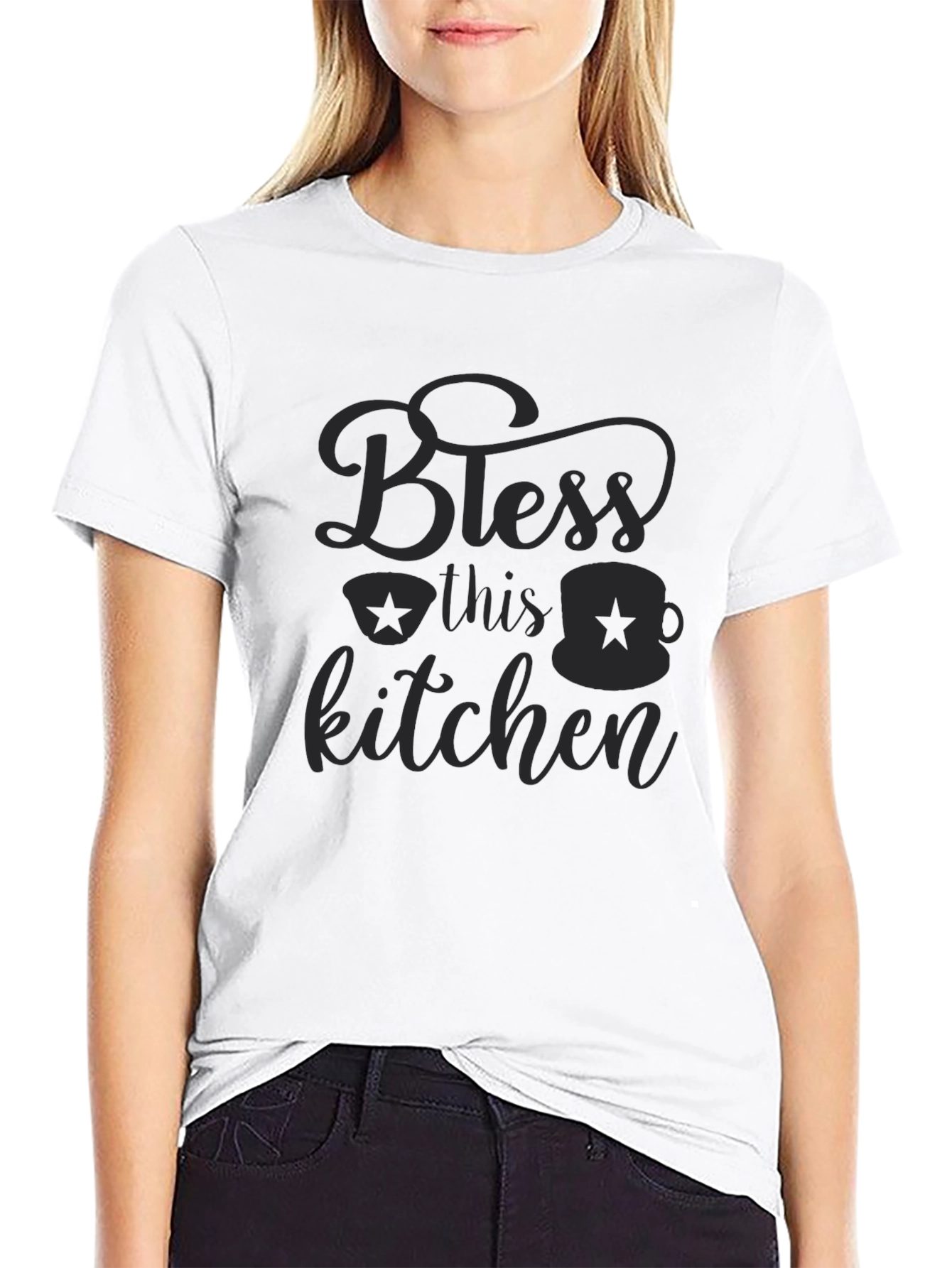 Bless This Kitchen Graphic Tee - Black