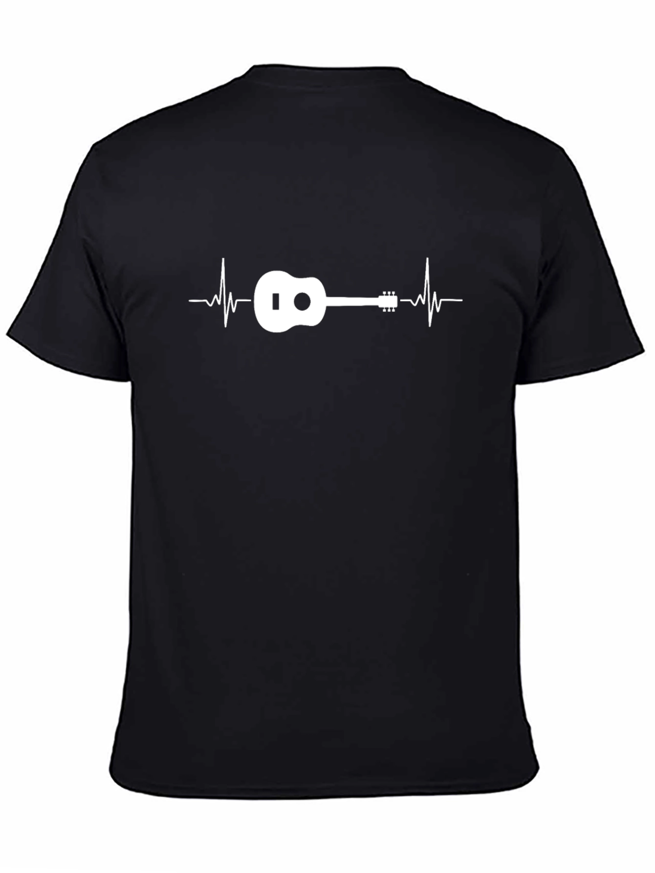 Ukulele Heartbeat Graphic Black T-Shirt
