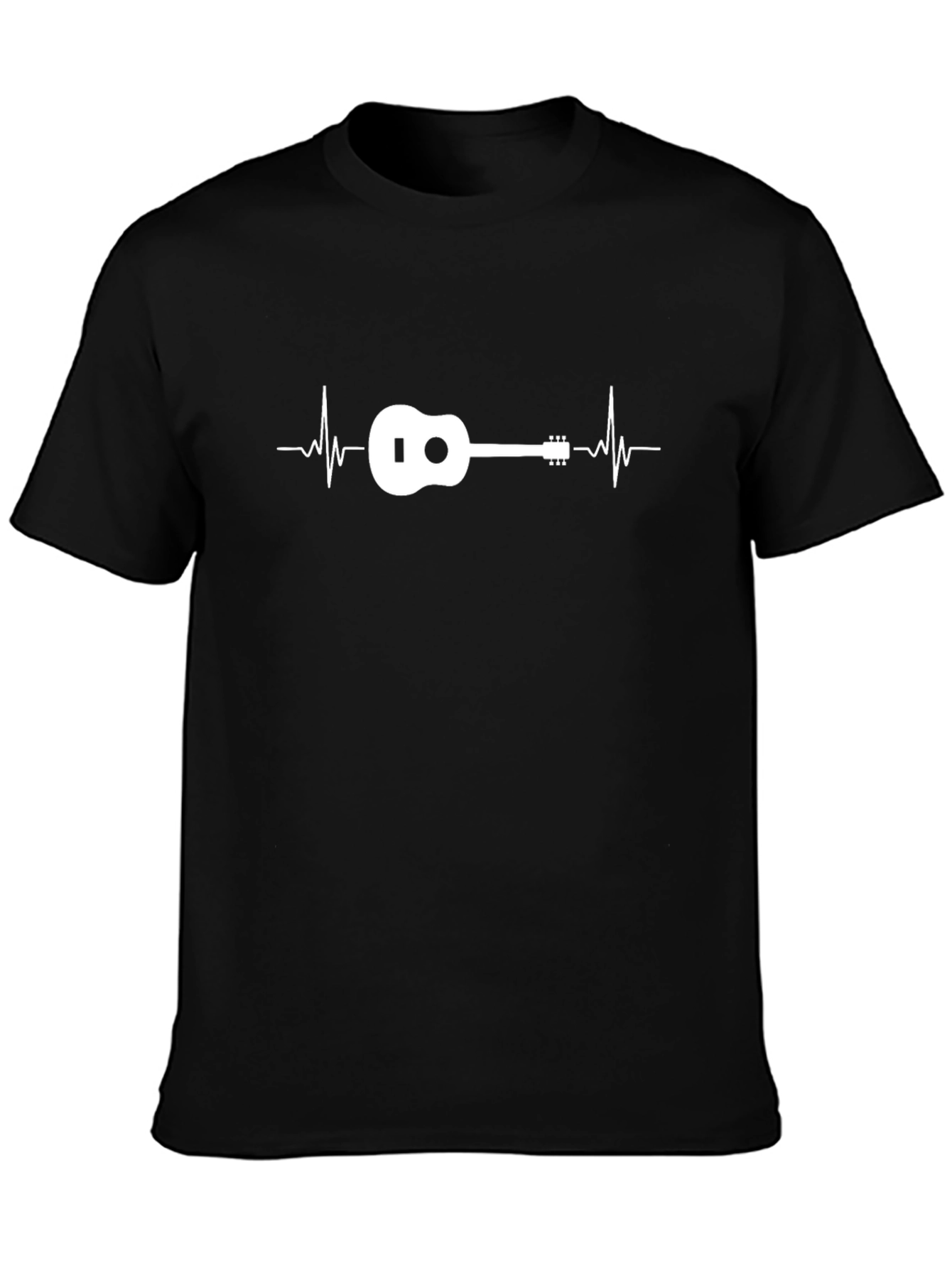 Ukulele Heartbeat Graphic Black T-Shirt