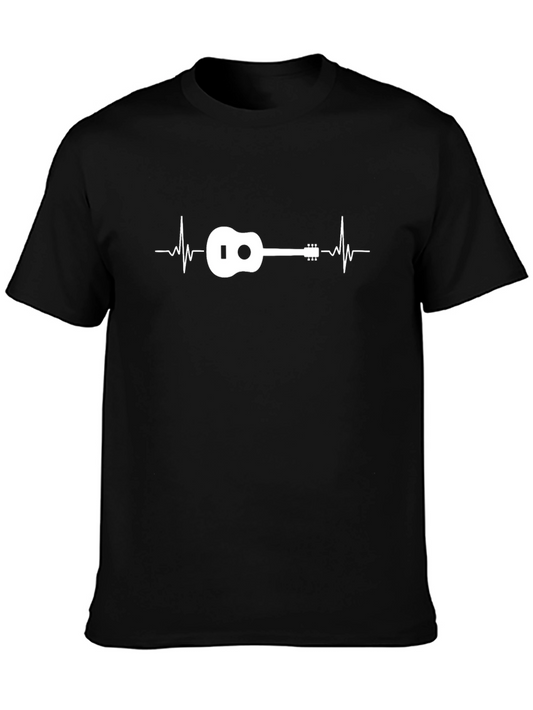Ukulele Heartbeat Graphic Black T-Shirt