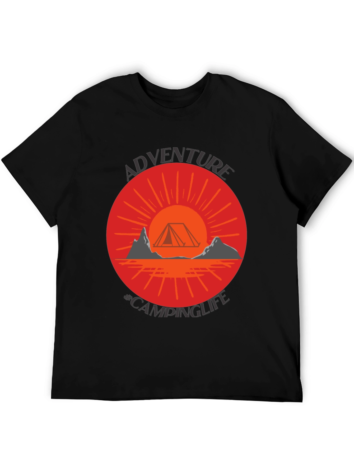 Adventure Camping Life Graphic Tee - Black