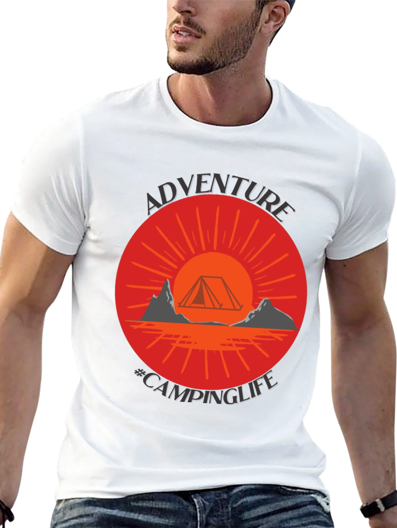 Adventure Camping Life Graphic Tee - Black