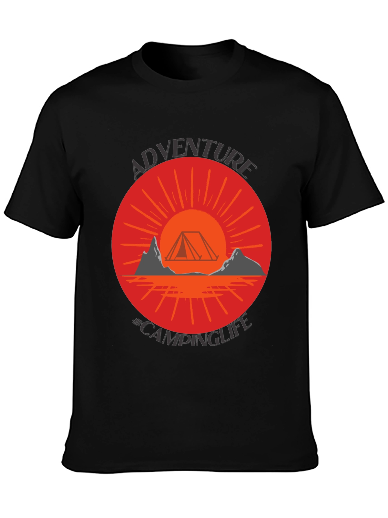 Adventure Camping Life Graphic Tee - Black