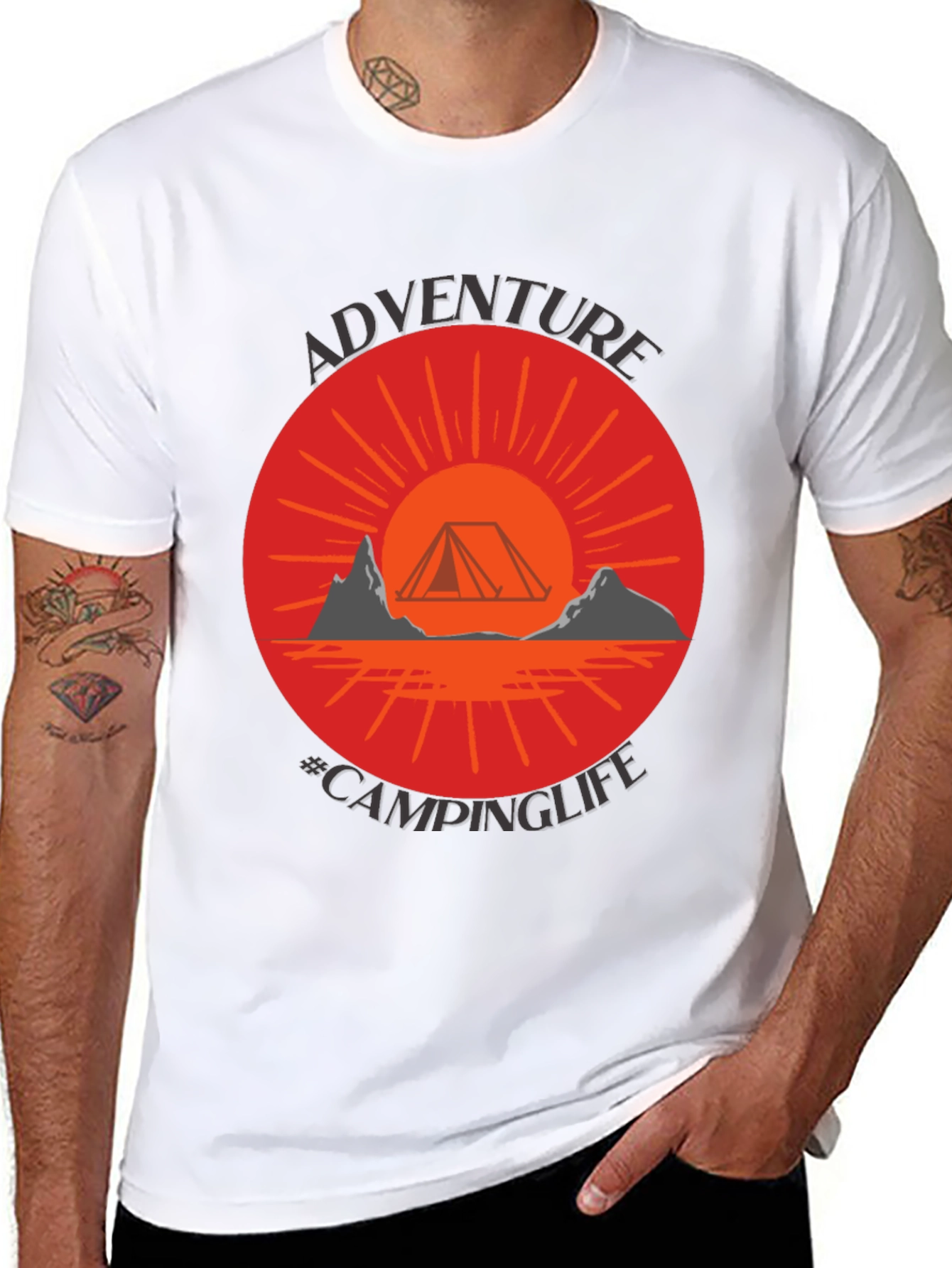 Adventure Camping Life Graphic Tee - Black