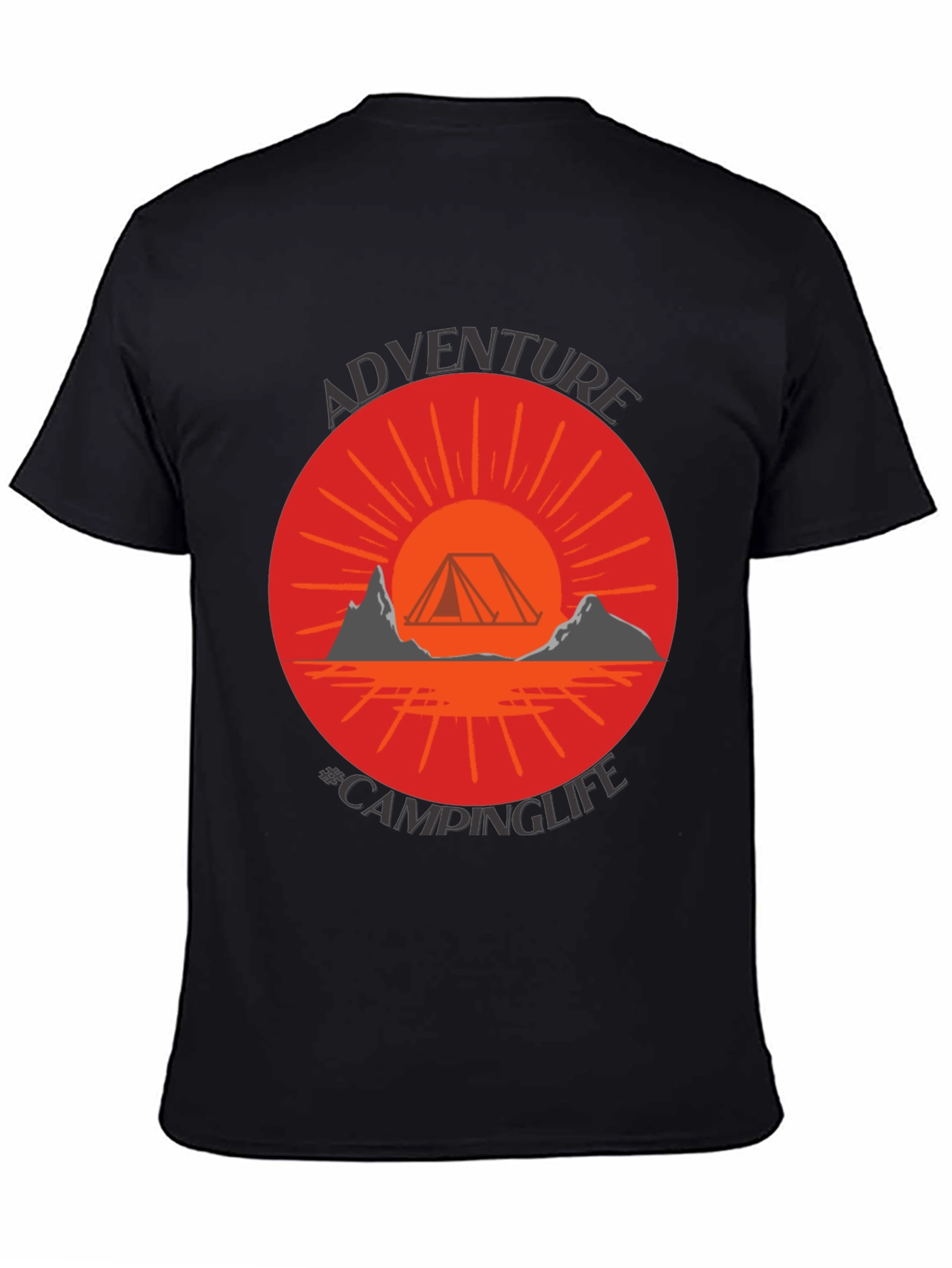 Adventure Camping Life Graphic Tee - Black