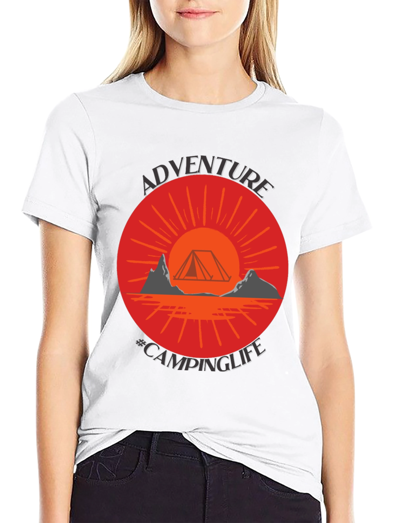 Adventure Camping Life Graphic Tee - Black