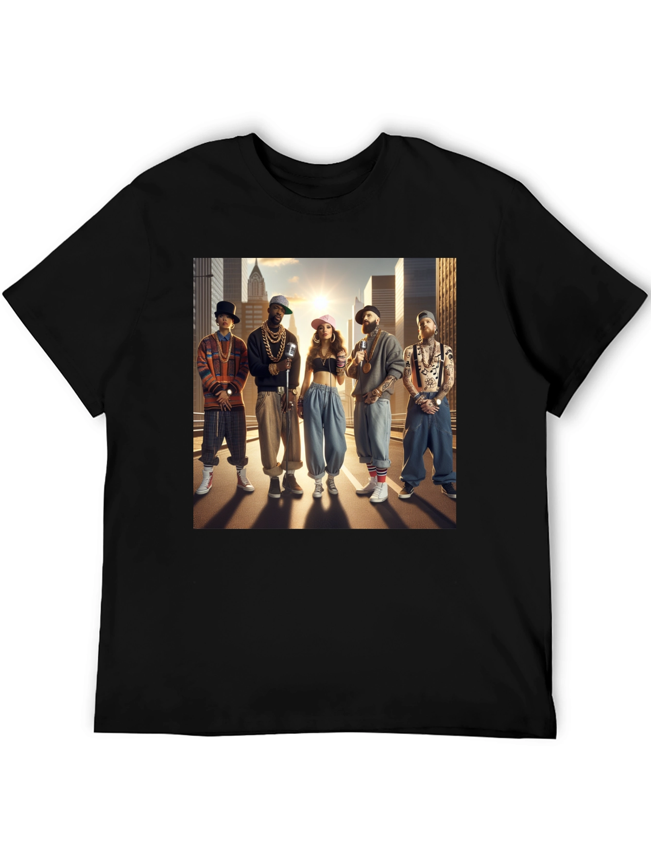 Retro Hip Hop Crew Graphic T-Shirt