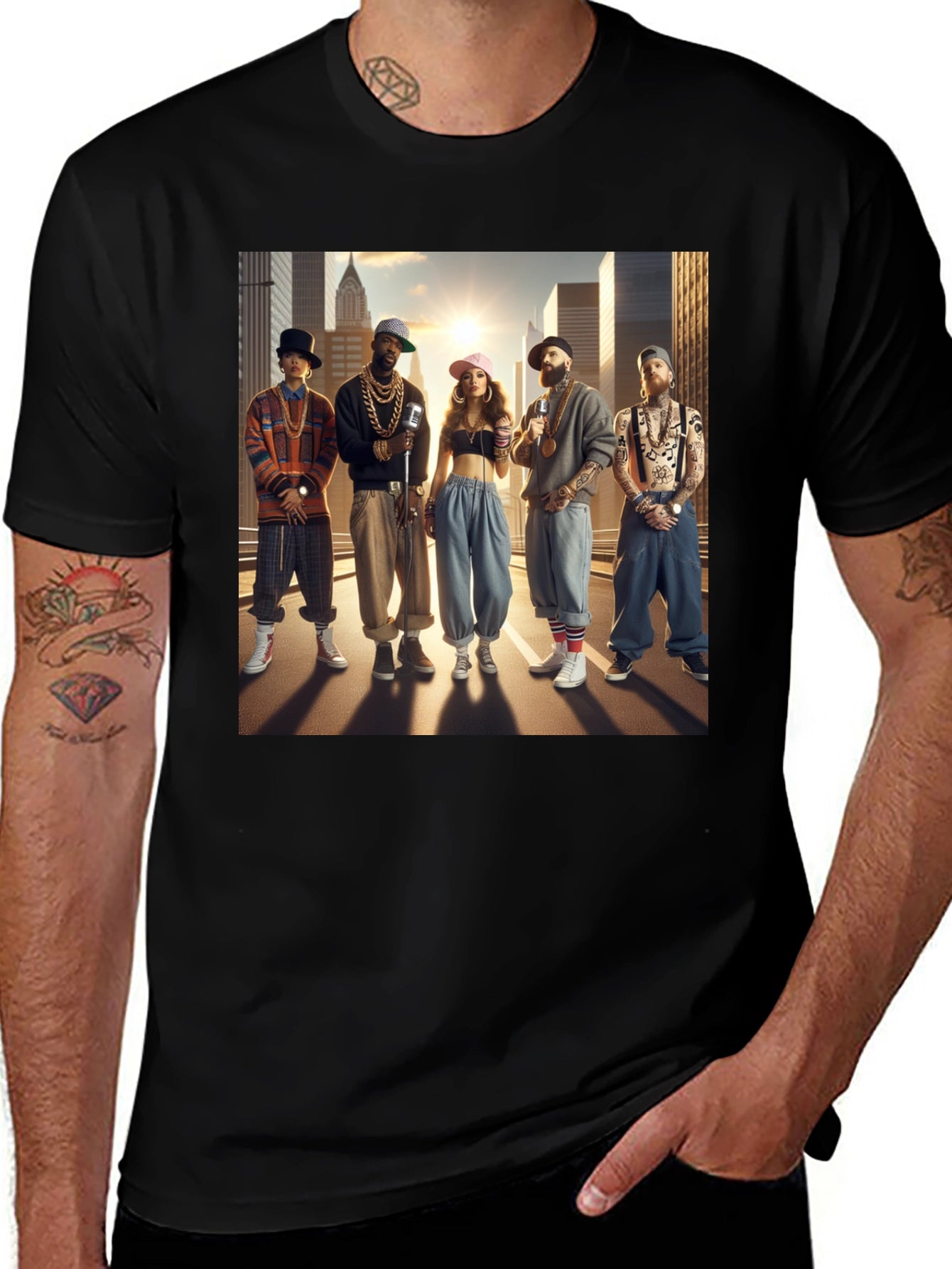 Retro Hip Hop Crew Graphic T-Shirt