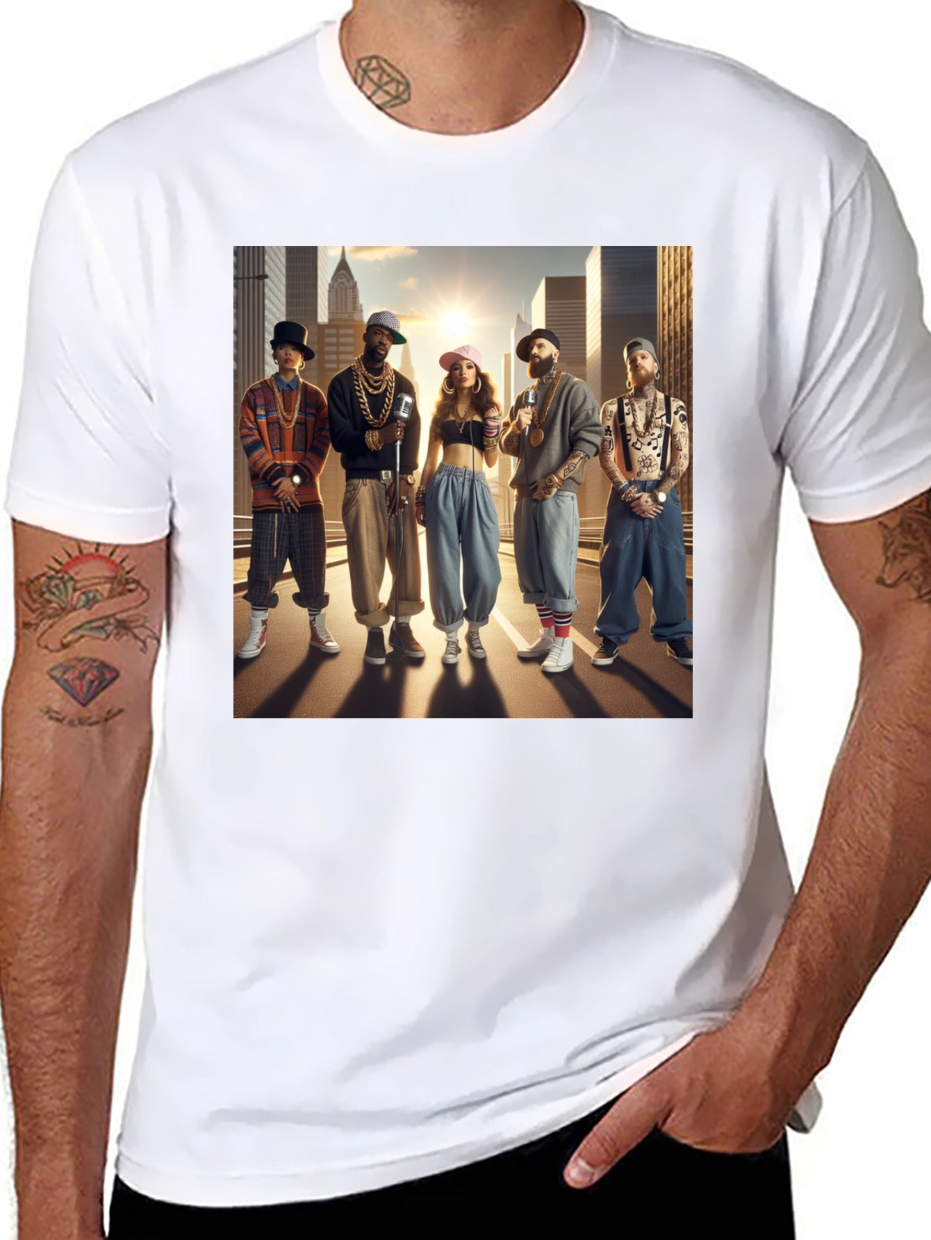Retro Hip Hop Crew Graphic T-Shirt