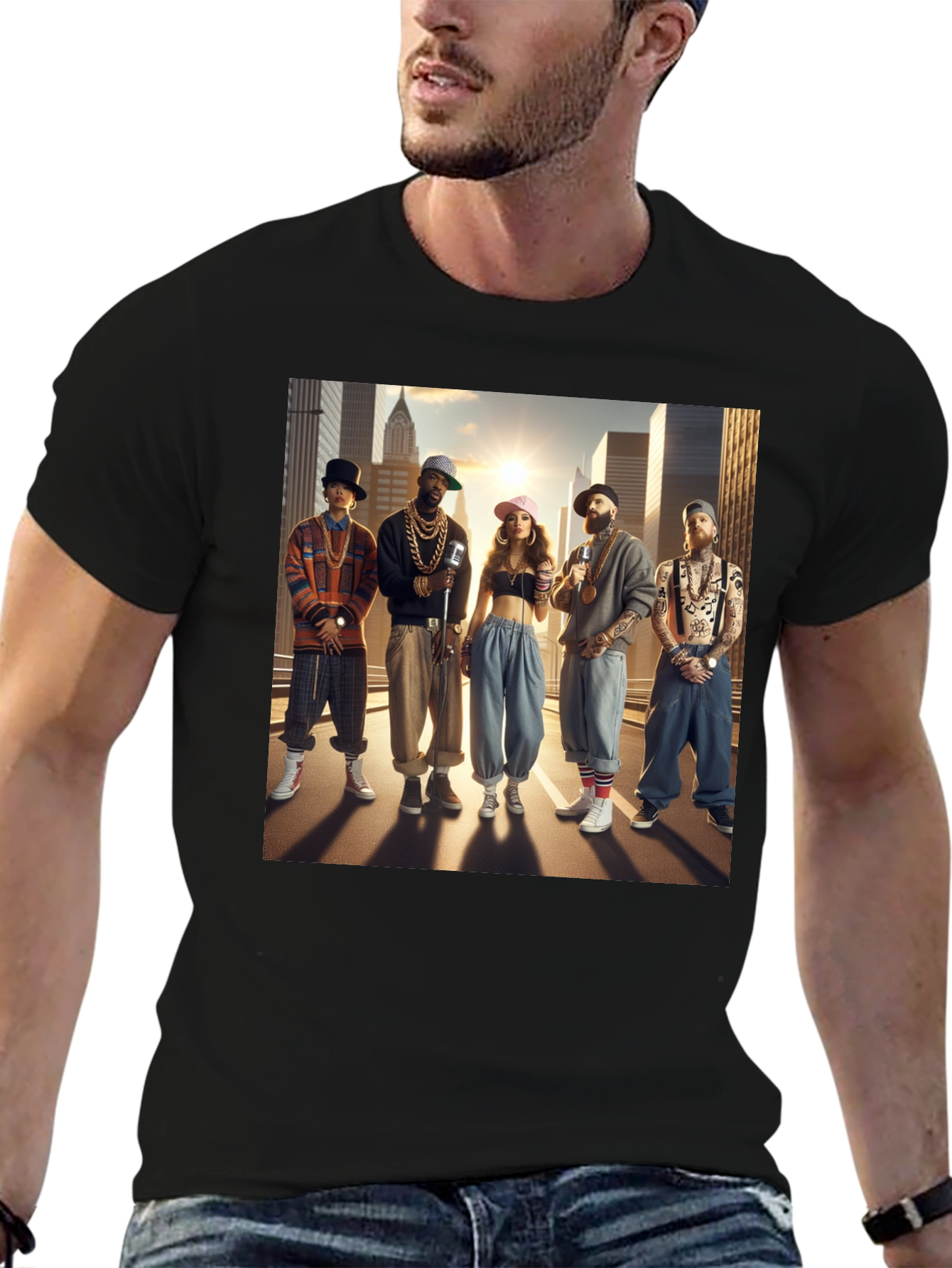 Retro Hip Hop Crew Graphic T-Shirt