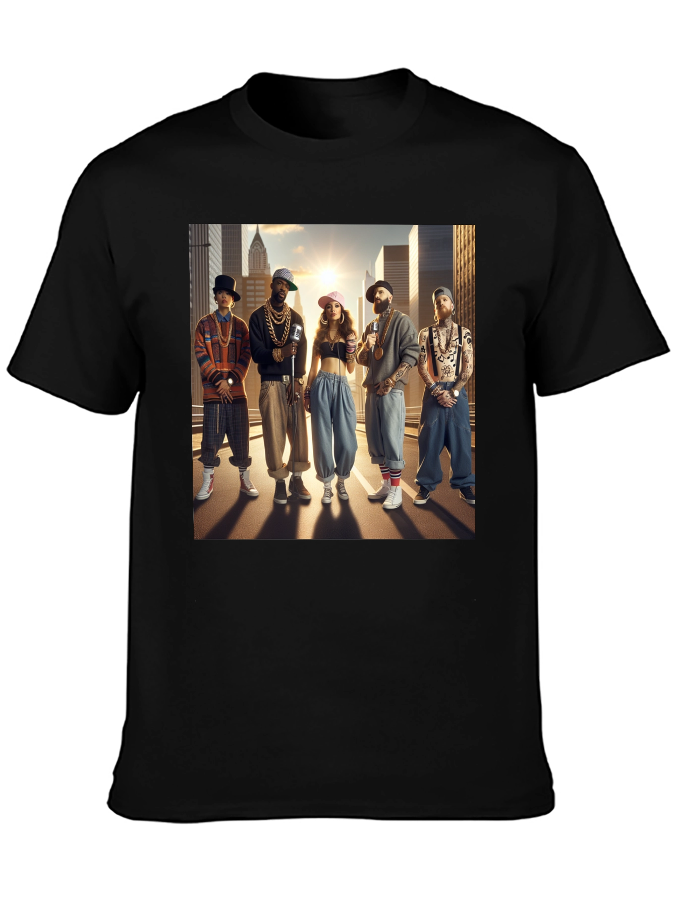 Retro Hip Hop Crew Graphic T-Shirt