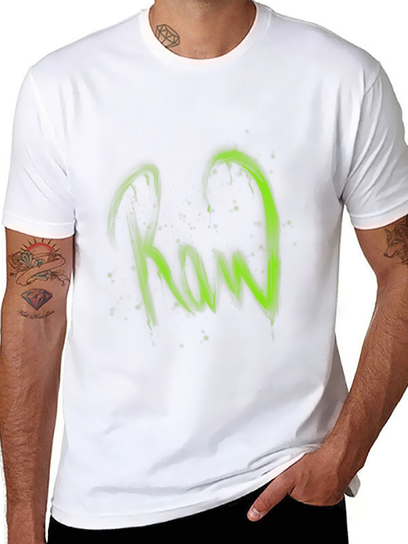Raw Graphic Print Black T-Shirt