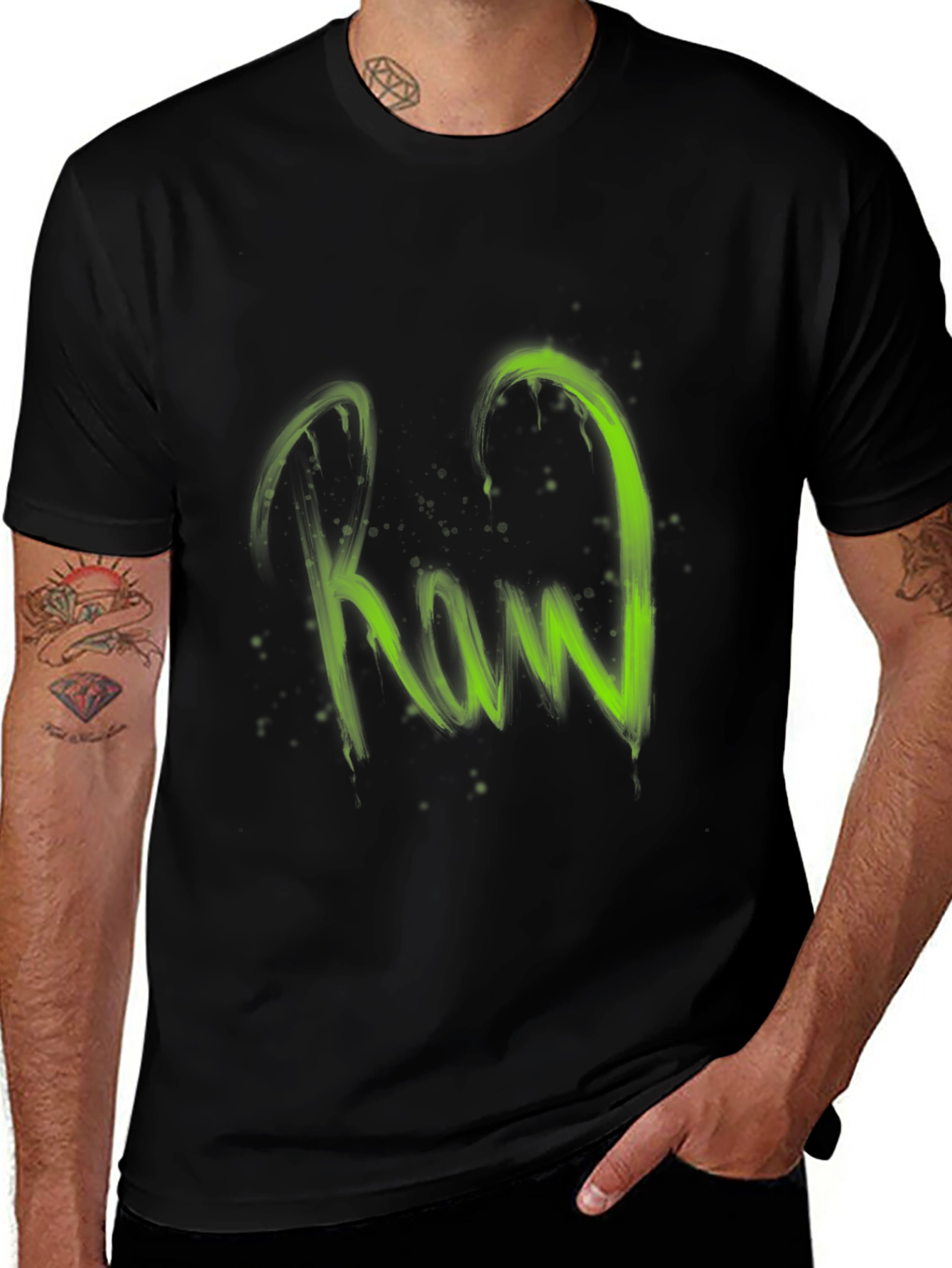 Raw Graphic Print Black T-Shirt