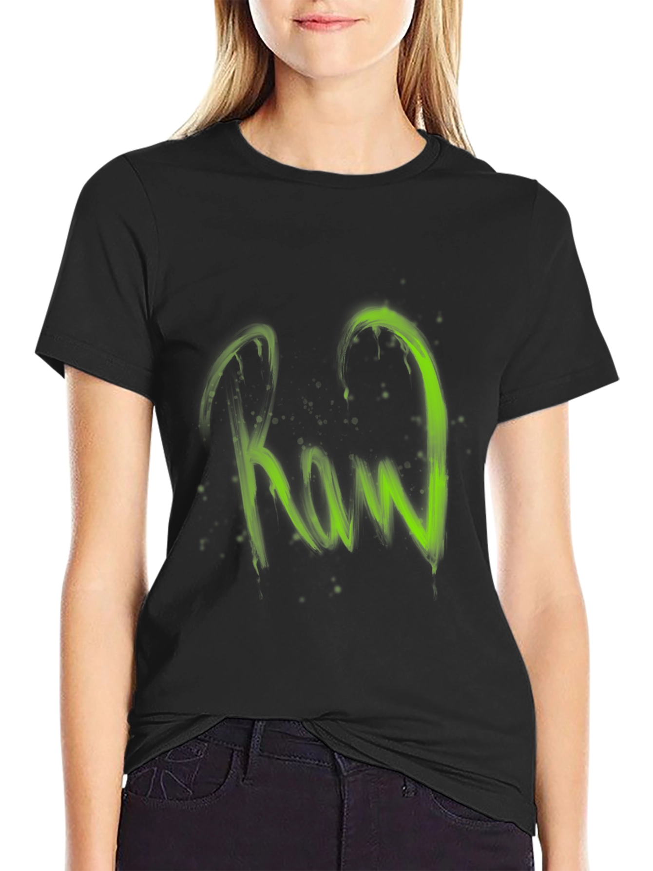 Raw Graphic Print Black T-Shirt