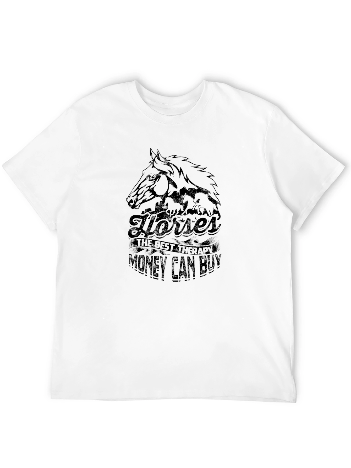 Horses Therapy Black T-Shirt