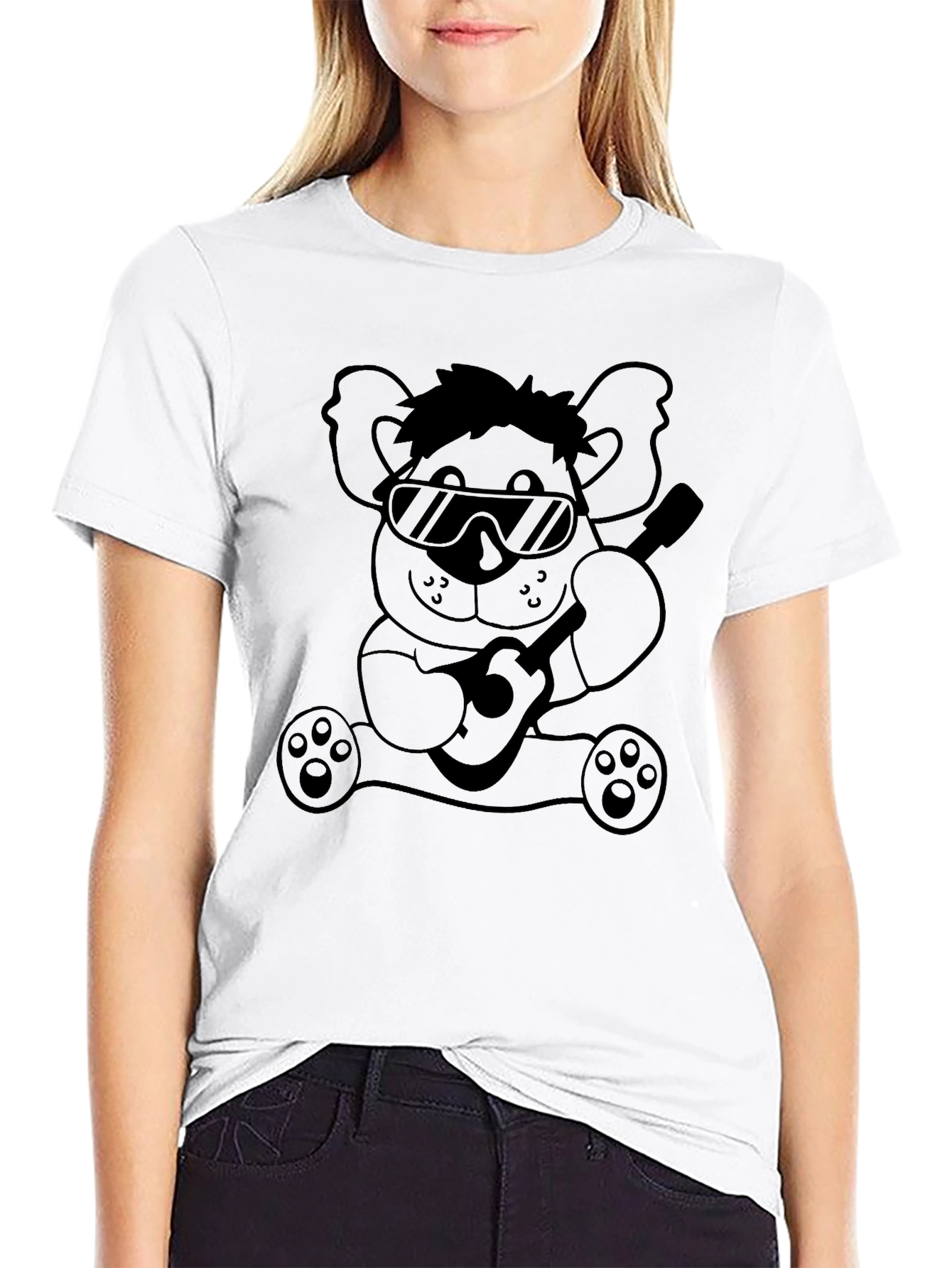 Cool Koala Guitar T-Shirt - Black Cotton