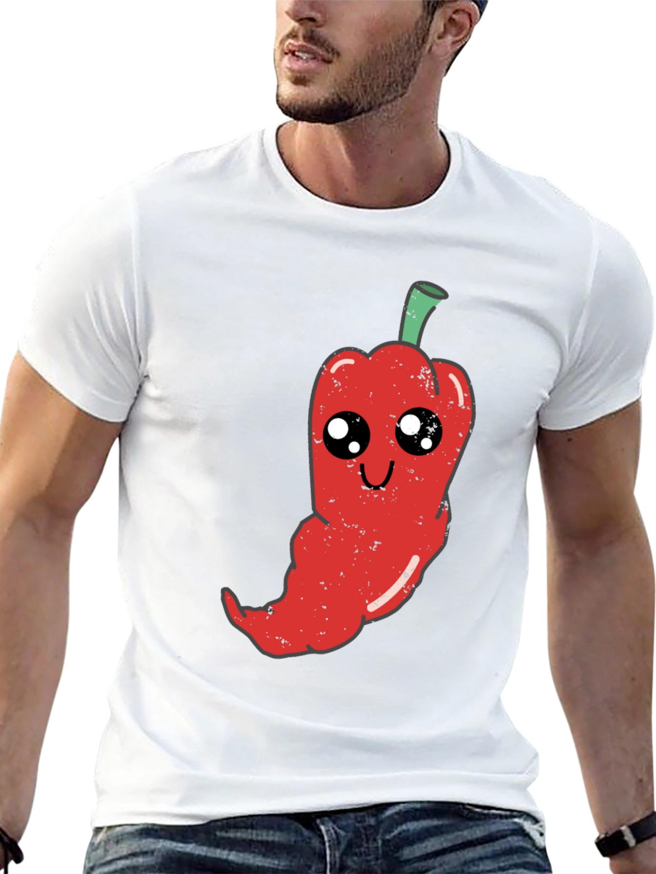 Kawaii Pepper Graphic Tee - Soft Black Cotton T-Shirt