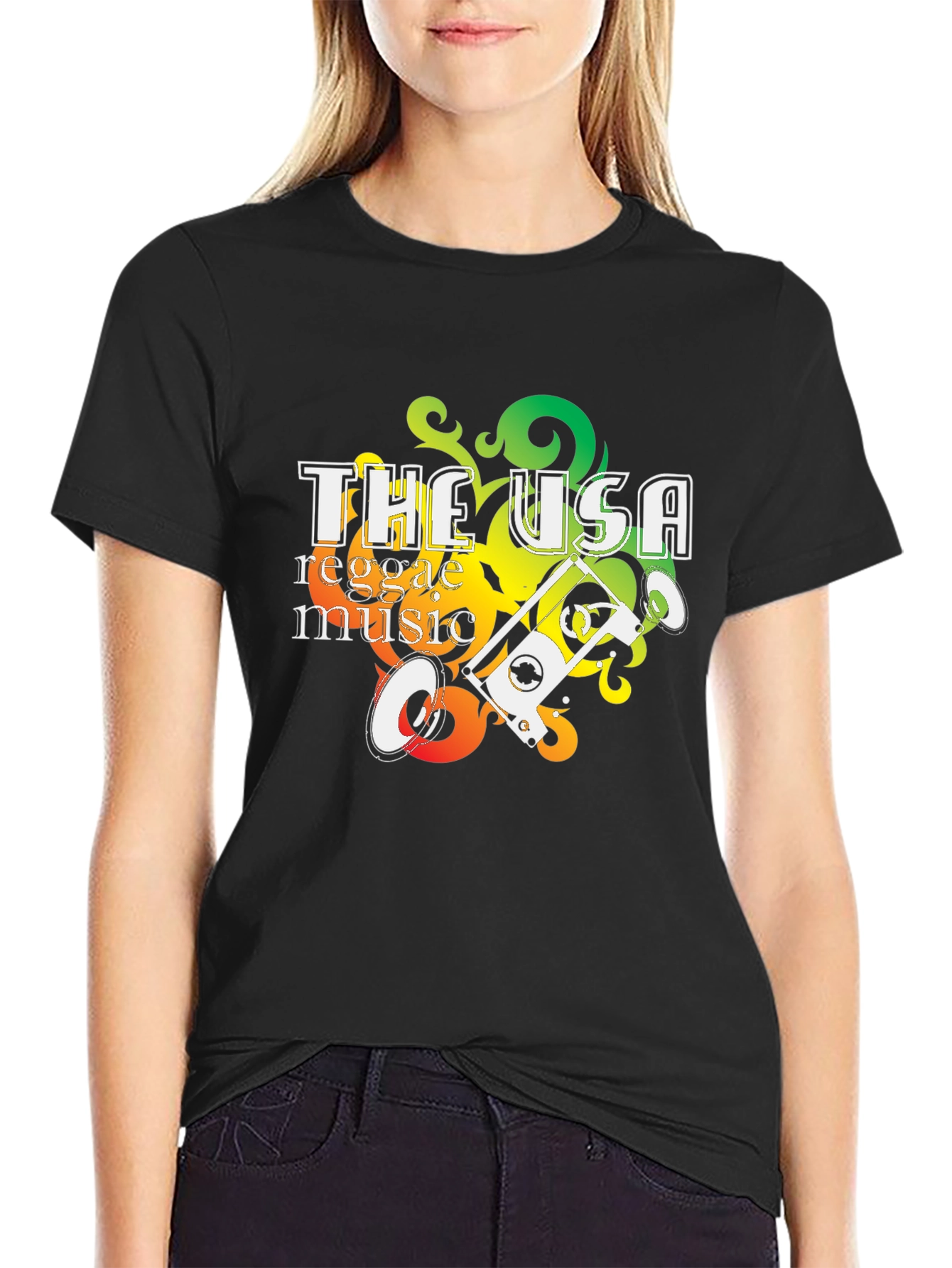 USA Reggae Music Graphic Tee - Black