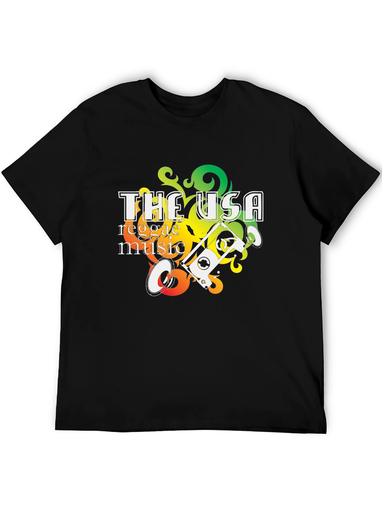 USA Reggae Music Graphic Tee - Black