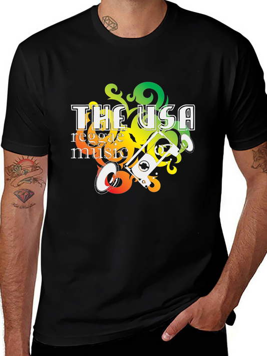 USA Reggae Music Graphic Tee - Black