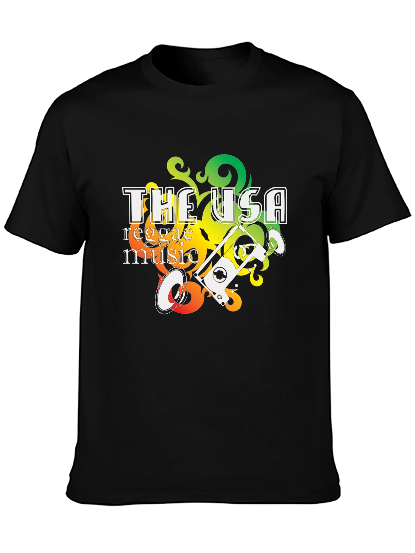 USA Reggae Music Graphic Tee - Black