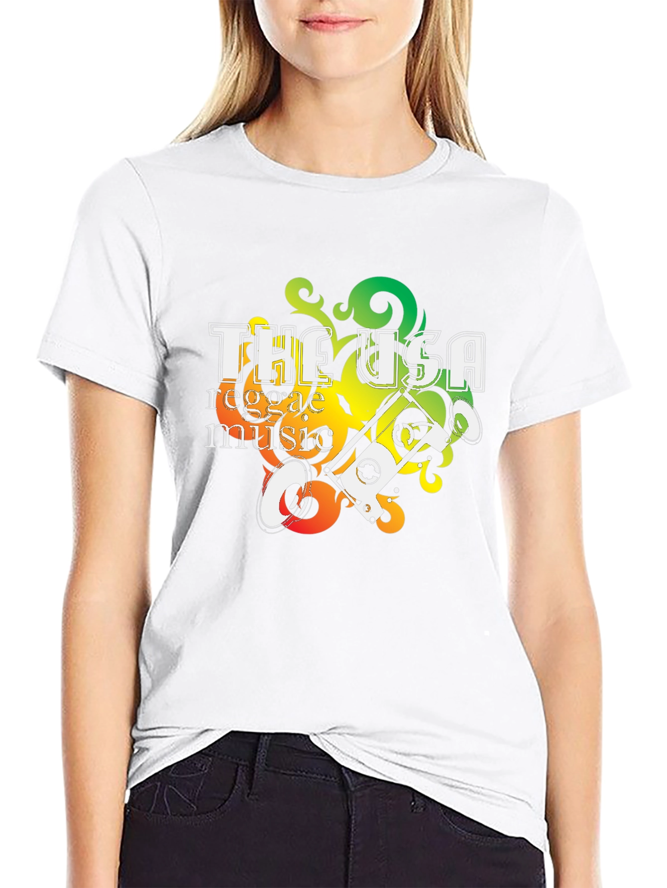 USA Reggae Music Graphic Tee - Black