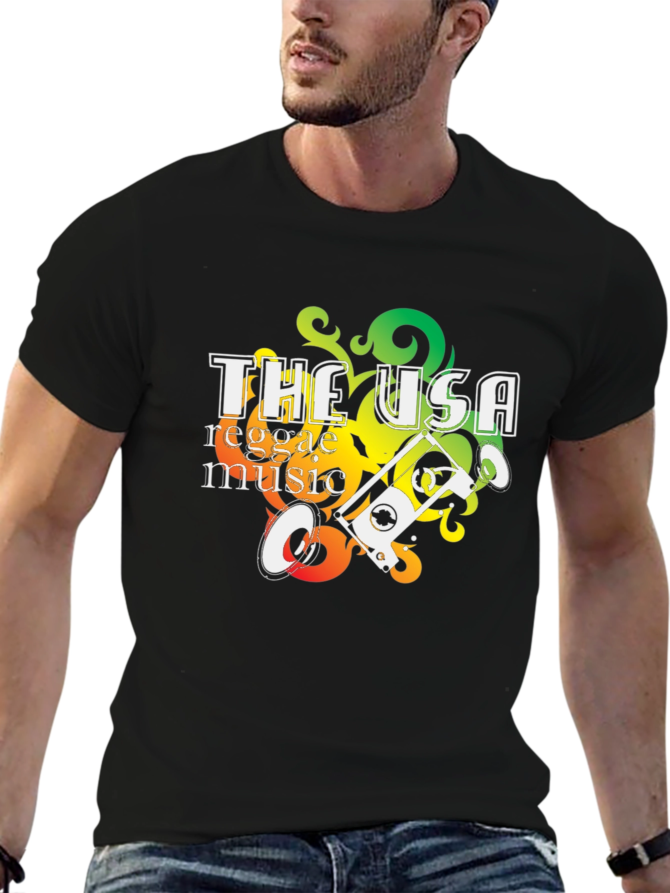 USA Reggae Music Graphic Tee - Black