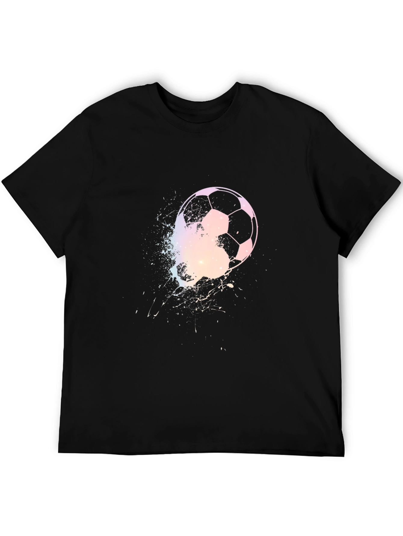 Soccer Ball Graphic Print Mens Black T-Shirt