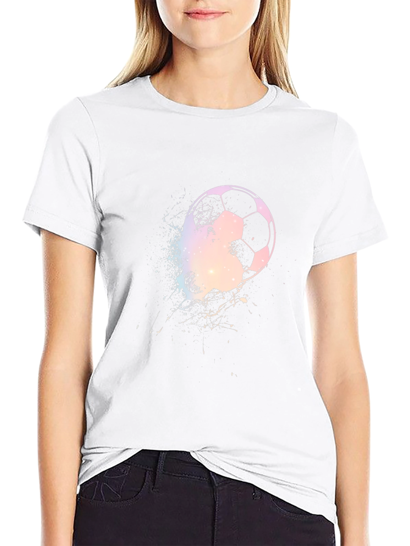 Soccer Ball Graphic Print Mens Black T-Shirt