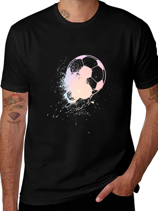 Soccer Ball Graphic Print Mens Black T-Shirt