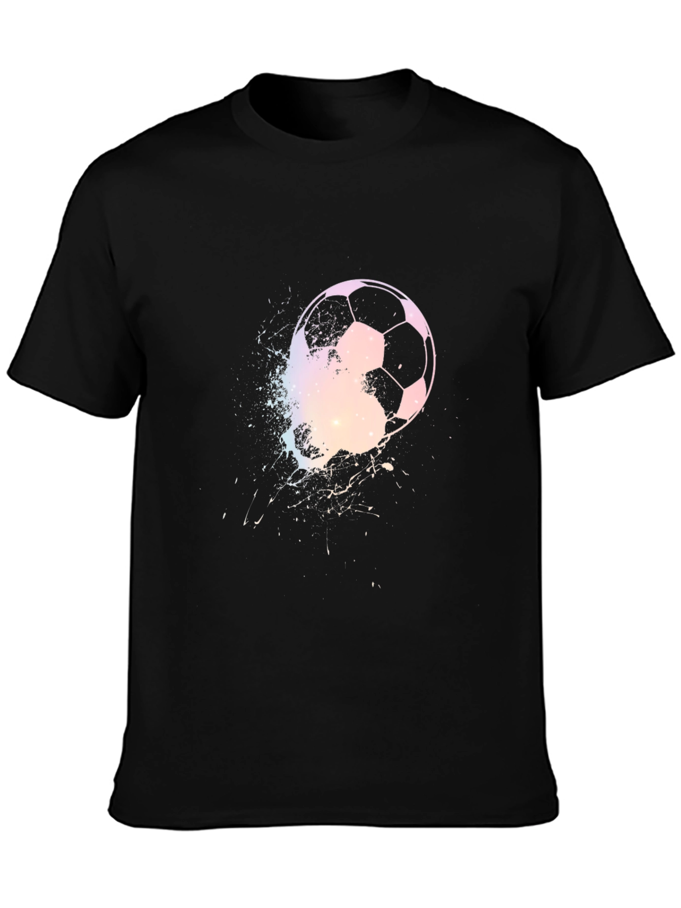 Soccer Ball Graphic Print Mens Black T-Shirt