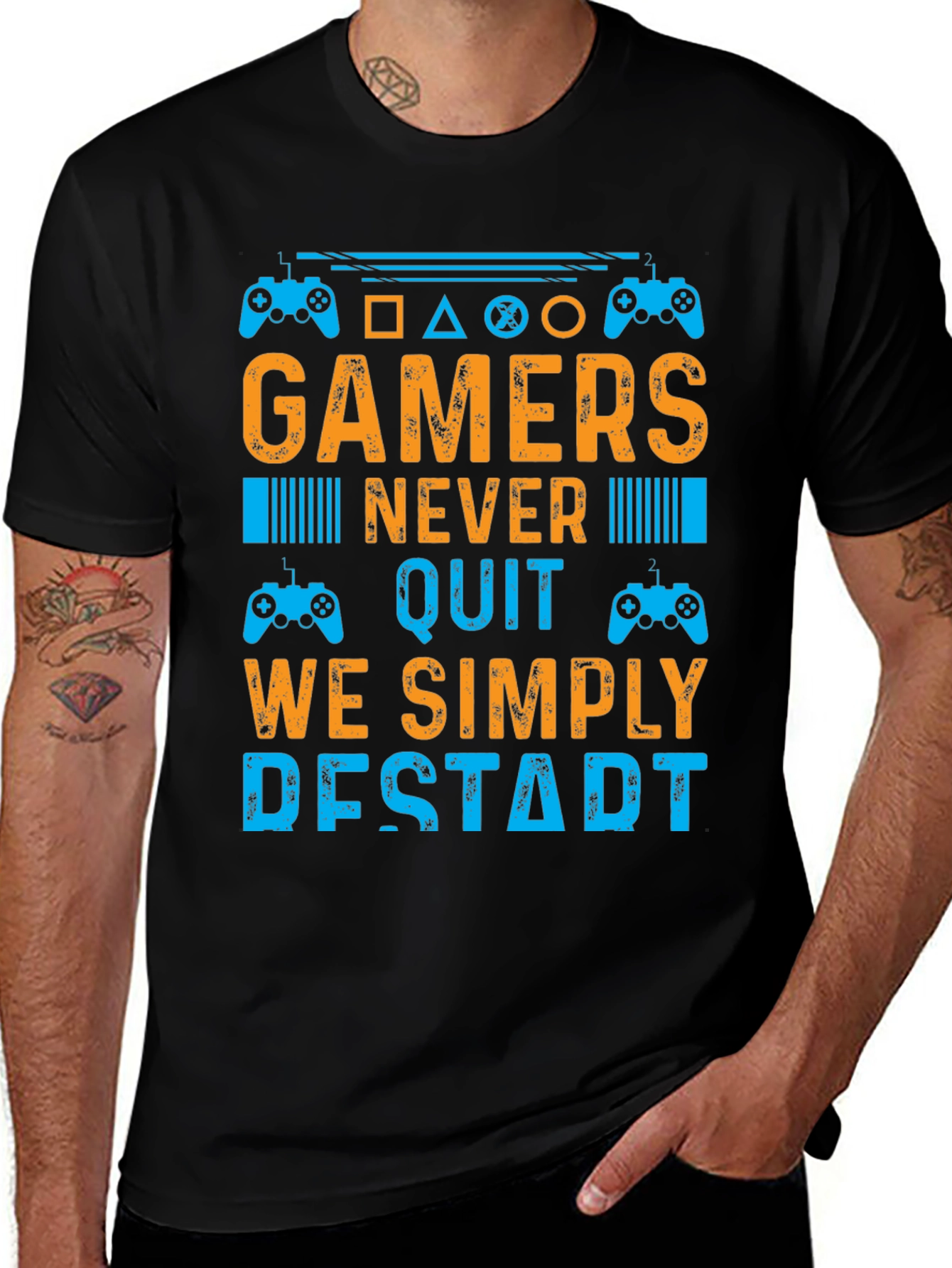 Gamers Never Quit T-Shirt - Restart Design