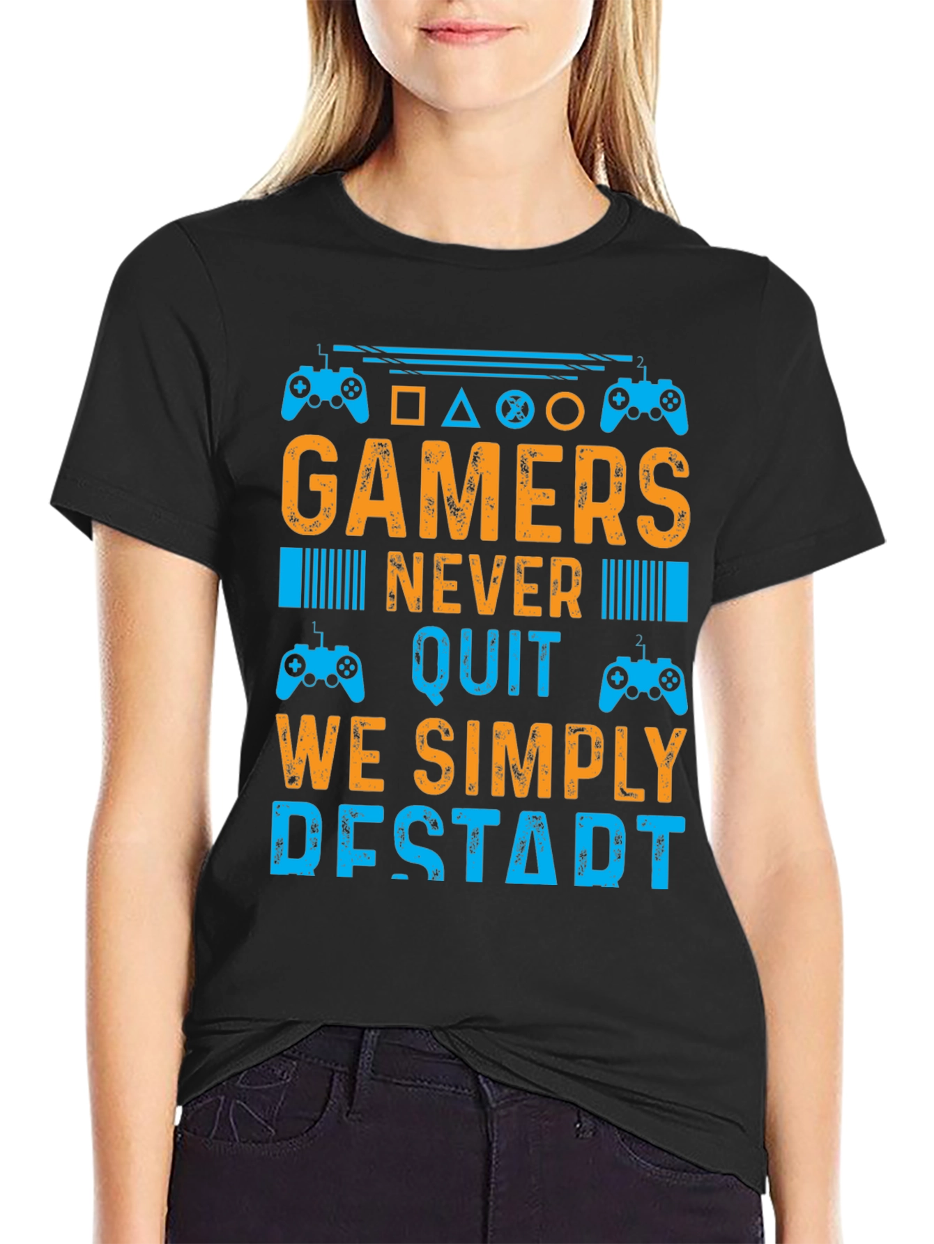 Gamers Never Quit T-Shirt - Restart Design