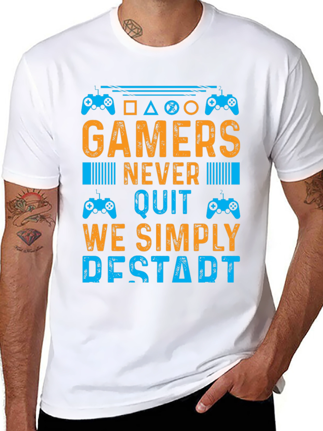 Gamers Never Quit T-Shirt - Restart Design