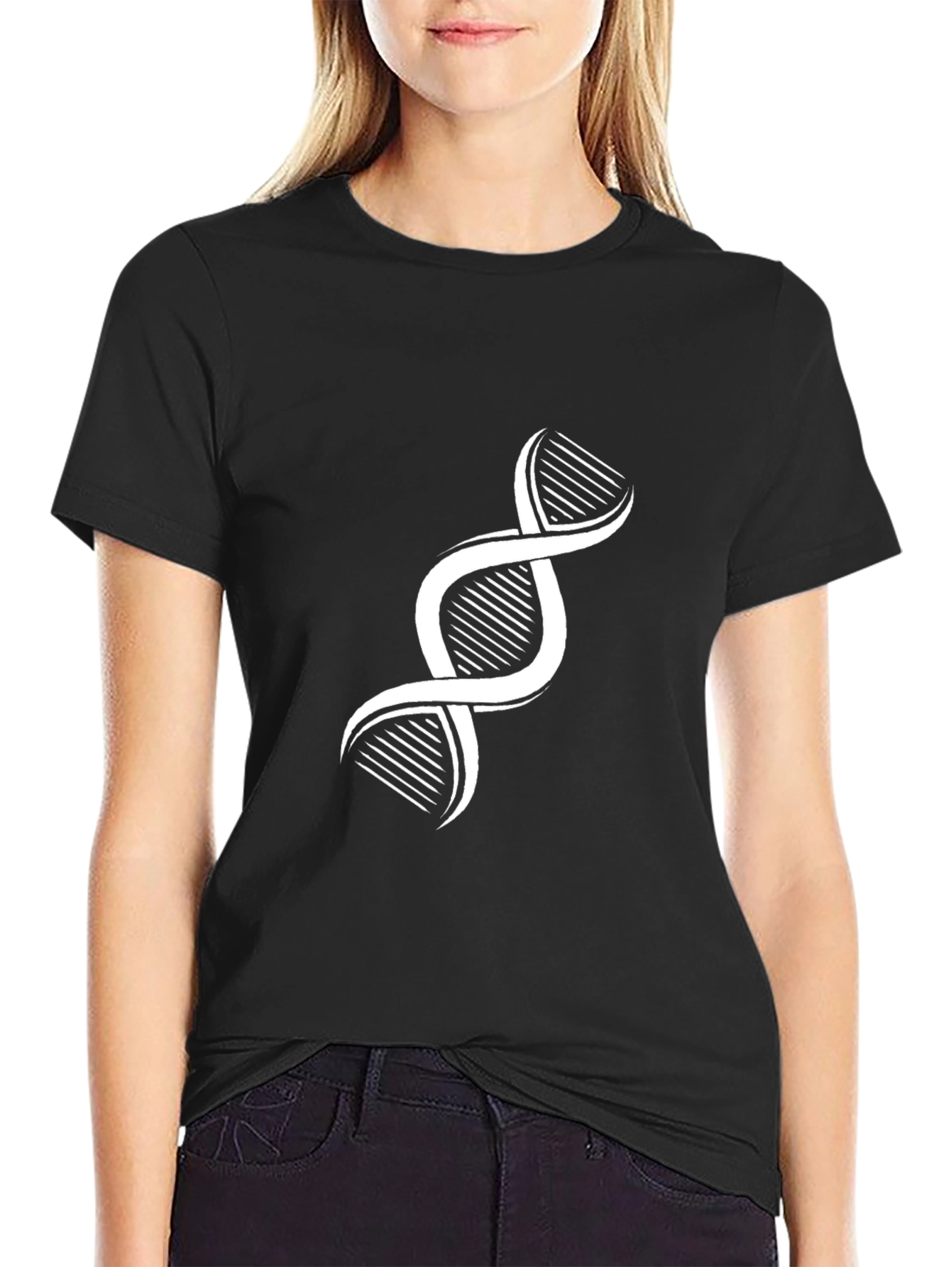 DNA Graphic Print Black T-Shirt