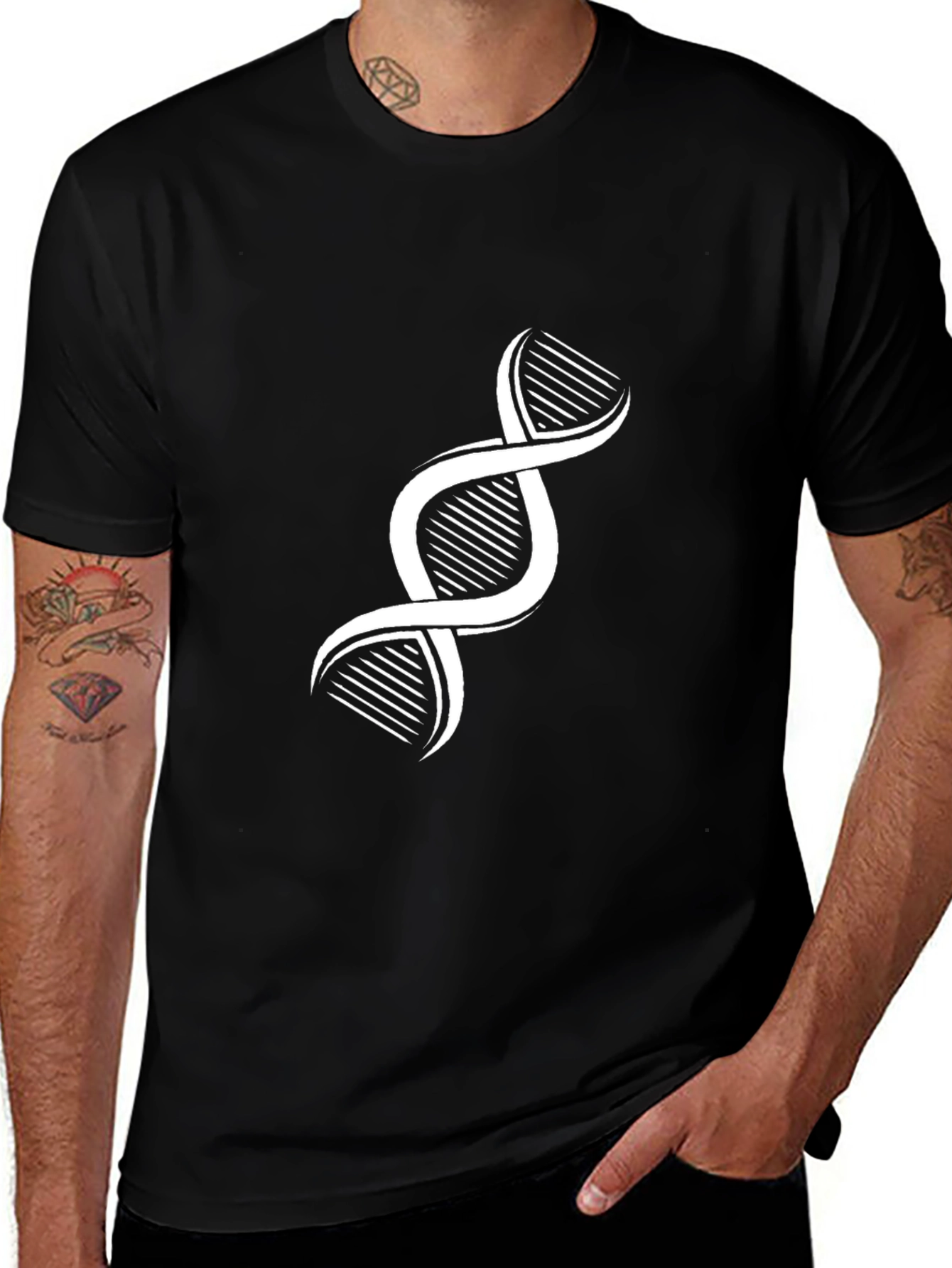DNA Graphic Print Black T-Shirt