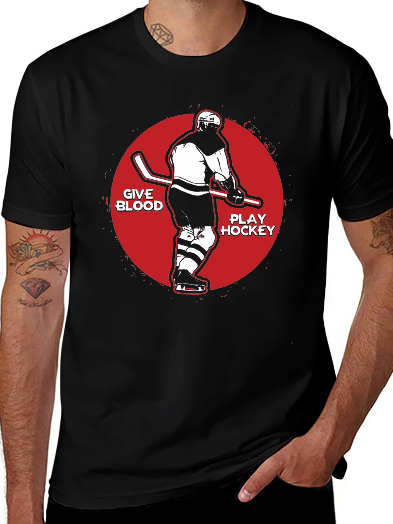 Give Blood Play Hockey Graphic Tee