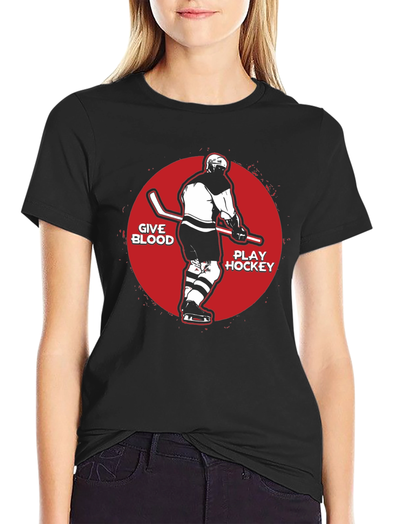 Give Blood Play Hockey Graphic Tee