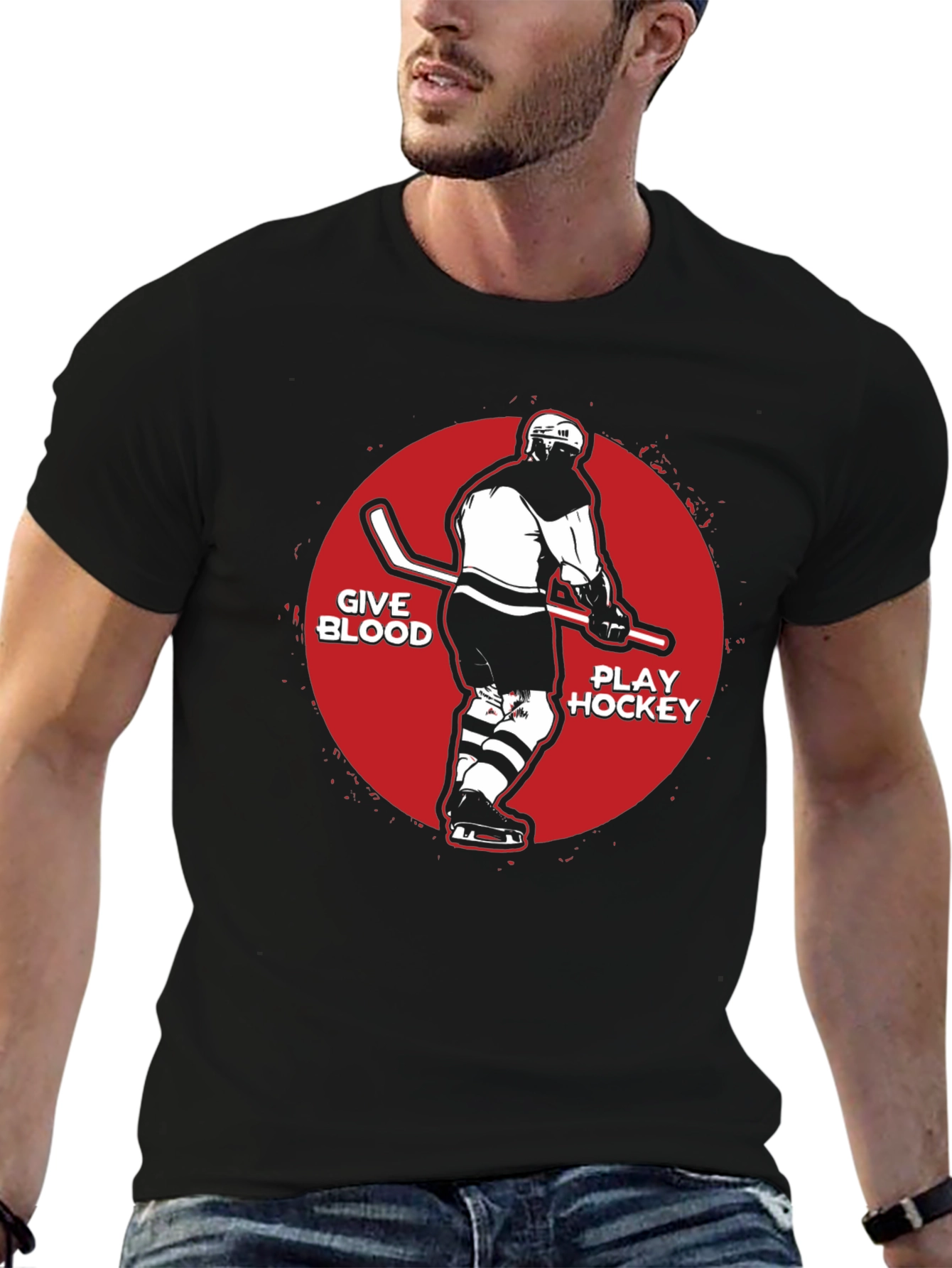 Give Blood Play Hockey Graphic Tee