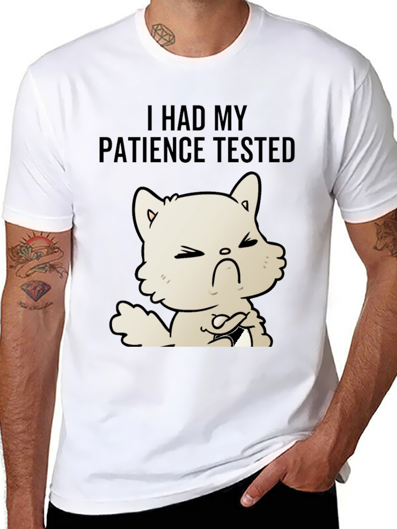 Patience Tested Cat T-Shirt - Unisex Black Tee
