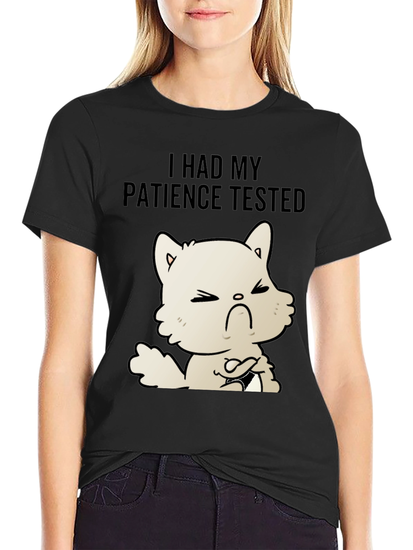 Patience Tested Cat T-Shirt - Unisex Black Tee