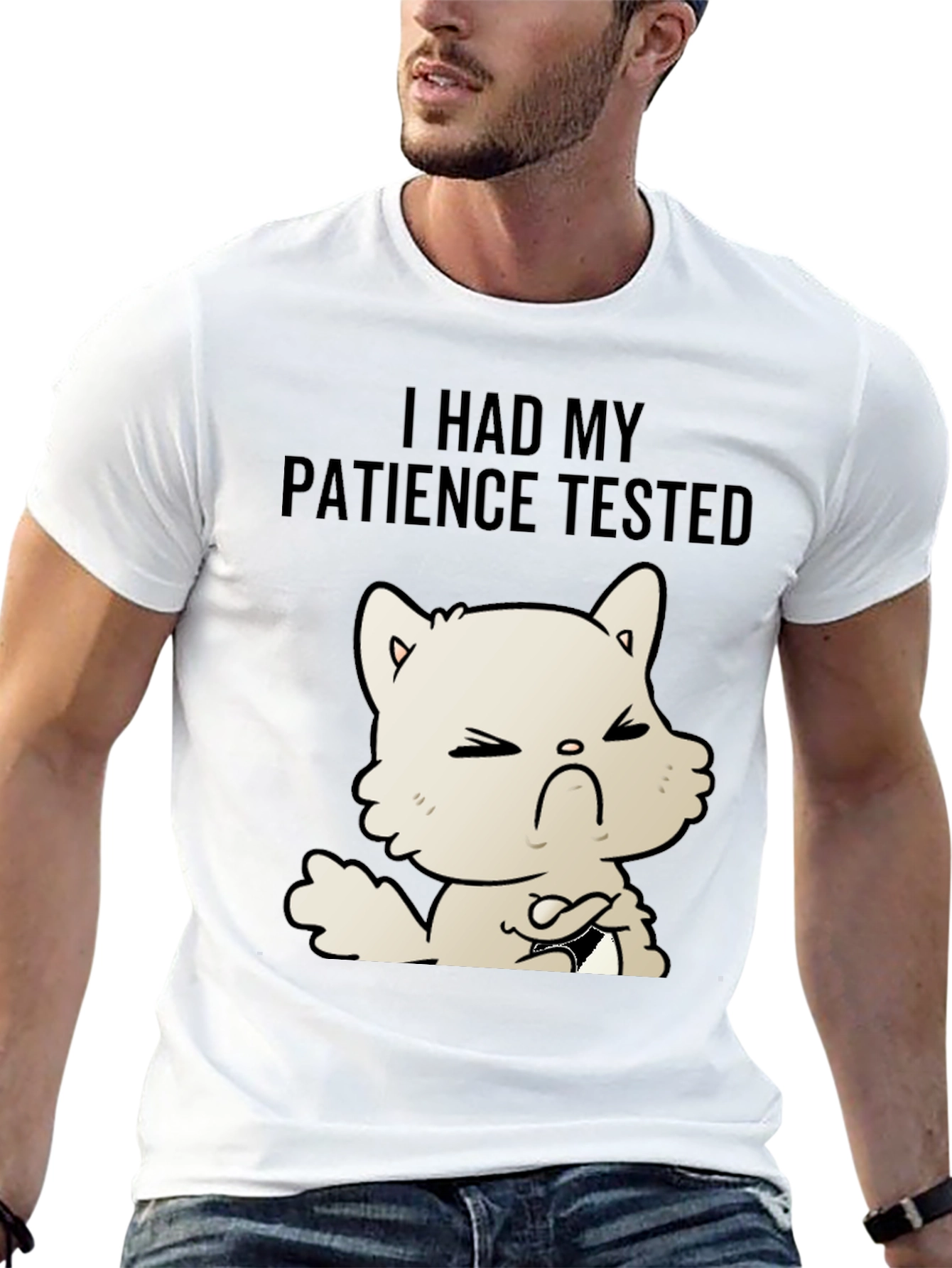 Patience Tested Cat T-Shirt - Unisex Black Tee