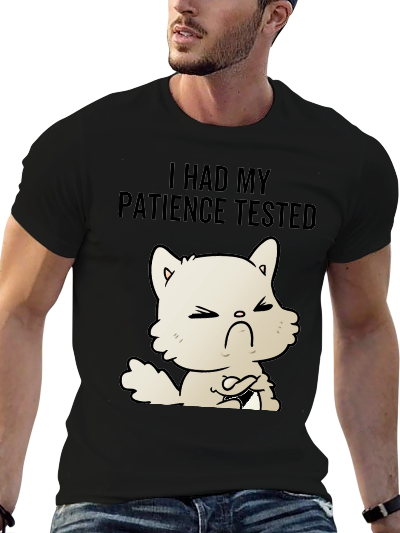 Patience Tested Cat T-Shirt - Unisex Black Tee