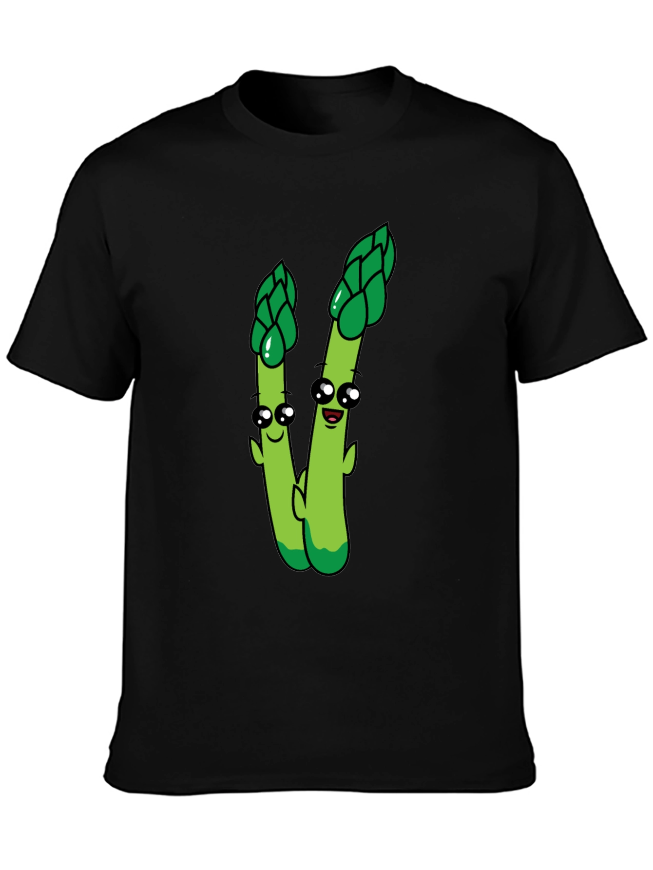 Cartoon Asparagus Graphic Tee - Black