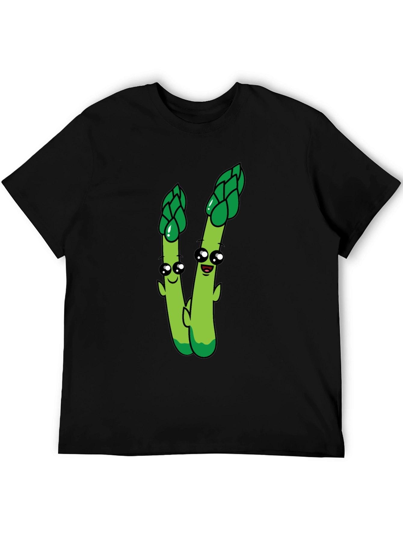 Cartoon Asparagus Graphic Tee - Black